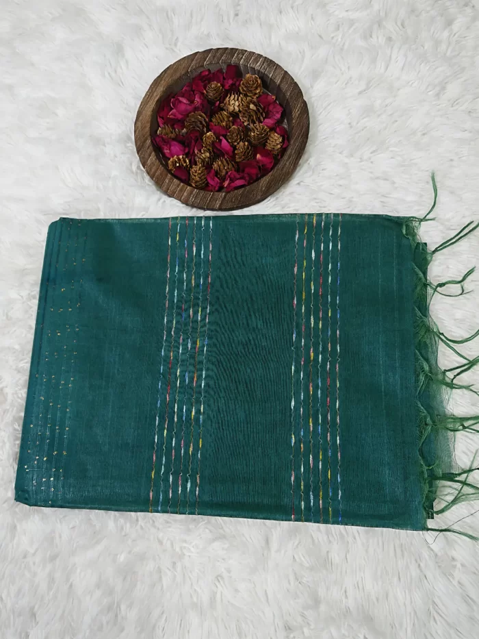 Bagalpoor Cotton Green (3)_lr Lightweight Bagalpoor cotton saree in green – sarees online UAE