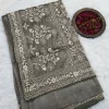 Beautiful Chikankari Saree - Green and Grey