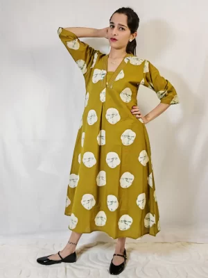 Vintage Olive Green Kurti Dress