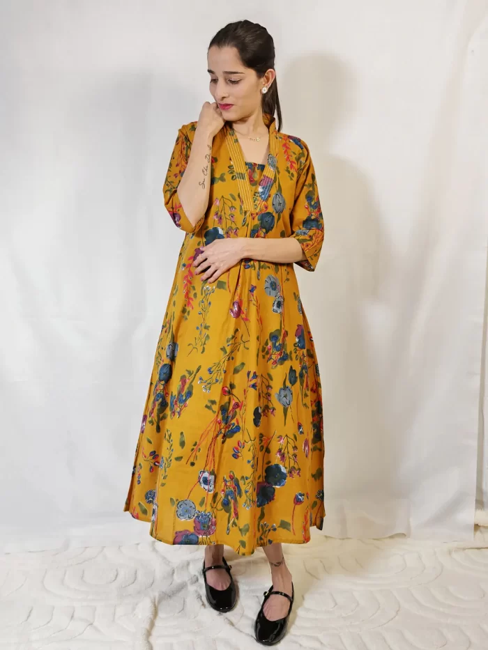 Yellow kurti in dark shade – ladies dresses UAE