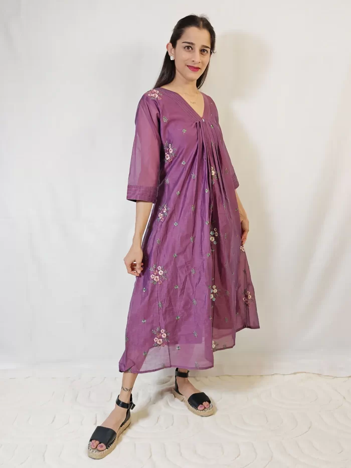 Wine-colored Mulchanderi kurti – women’s clothing UAE