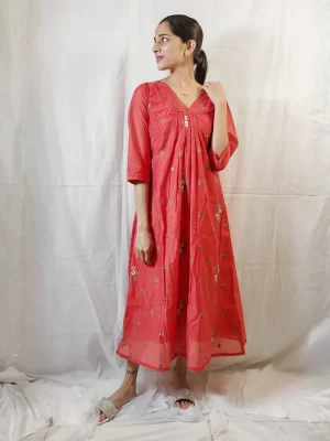 Orange Kurti - Mul chanderi special edition