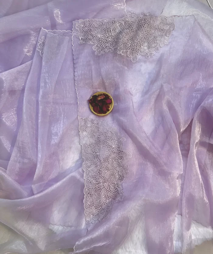 Satin silk organza lilac saree – women’s clothing UAE