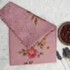 Silk cut work with floral print (2)_lr Close-up of Silk Cutwork Saree showing pink floral print and tonal cutwork edge
