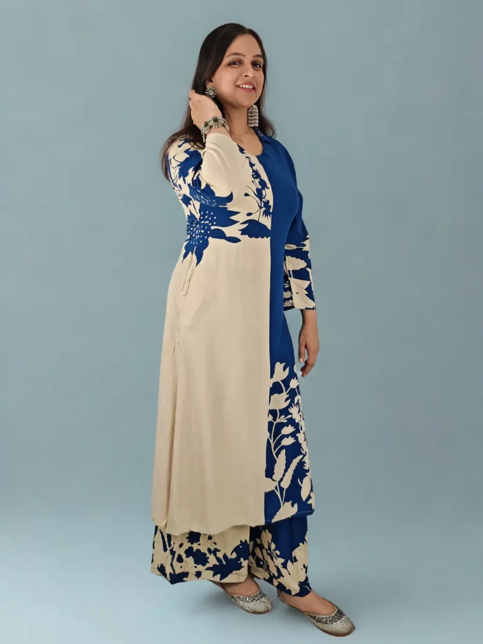 Midnight Blue Dual Tone Bloom Co-ord Set for women