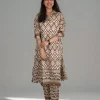 Mocha Muse geometric co-ord styled in a front pose