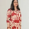 Hibiscus Midi Dress (1) Ethnic floral midi kurti dress for daily use