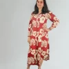 Hibiscus Midi Dress Hibiscus floral midi kurti dress for women