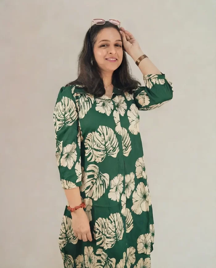 Green Floral Kurti Dress