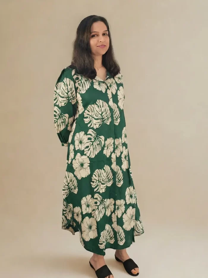 Hibiscus Midi Kurti Green