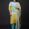 Sky Blue to Yellow Ombre Ethnic Suit Set