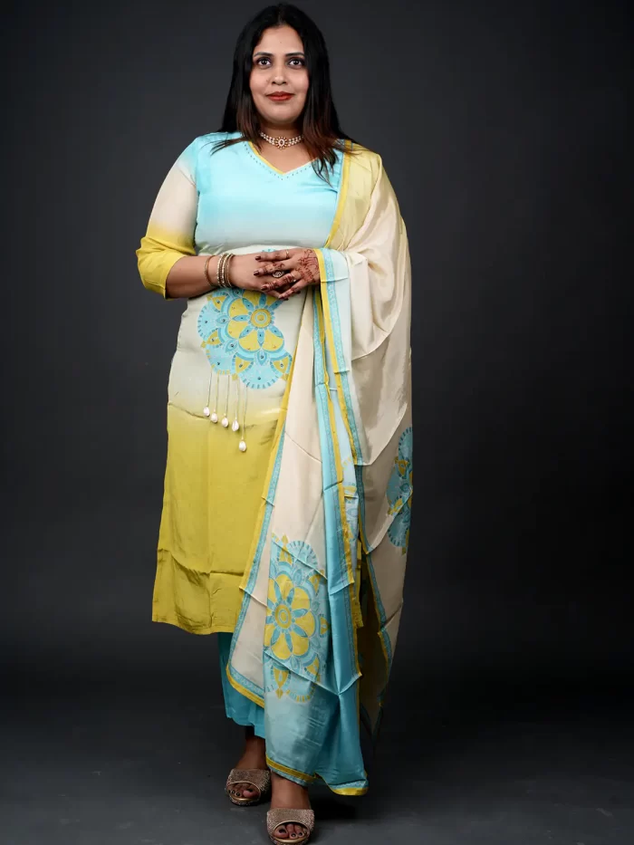 Mandala 3 Piece Crepe Suit Set for Women