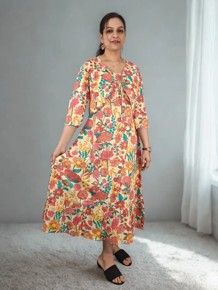 Petal Overdress (3) Lightweight floral kurti dress with comfortable fit