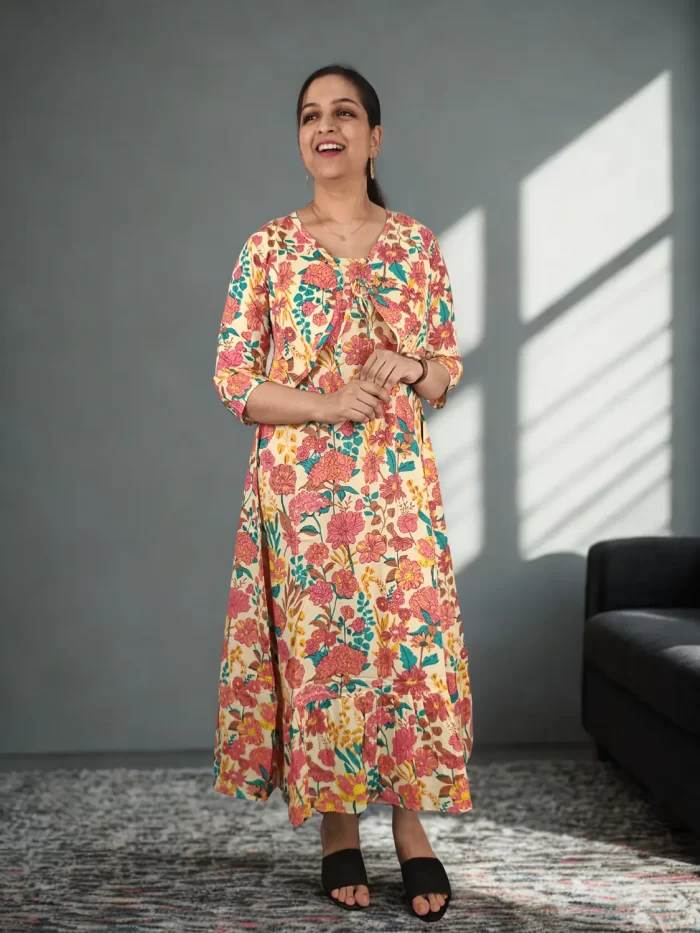 Petal Overdress (5) Floral printed kurti dress with elegant silhouette