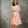 Full-length view of the Sorbet striped shrug dress set