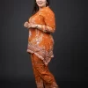 Terracotta Orange C-Line Crepe 2 Piece Set (3) Side view of Terracotta Paisley C-Line crepe set