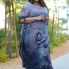 Violet Navy Floral 2 Piece Kaftan Set in Muslin