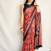 IMG_0545 Elegant red satin silk saree with traditional design