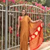 IMG_0632 Mustard zigzag design satin silk saree full view