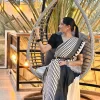 Stylish black and white saree modern minimal design