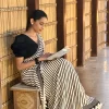 Satin silk striped saree elegant traditional look