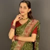 Forest Green Bandhini Viscose Georgette Saree (6) Elegant forest green georgette saree for weddings and celebrations