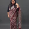 Maroon Satin Silk Maroon Satin Silk Ajrakh Printed Saree full view