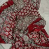 satin silk Ajrakh printed maroon saree elegant drape