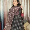 Women's black ethnic kurta set with Ajrakh-inspired design