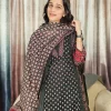 Black Ajrakh Printed Kurta Set with traditional ethnic motifs