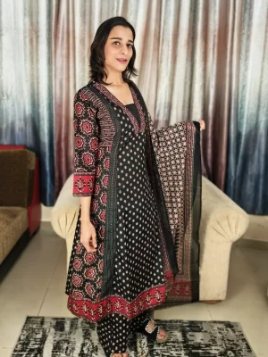 Stylish Ajrakh print kurta set with coordinated trousers