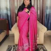 Premium Modal Satin Silk Saree in Rani Pink for Festive and Party Wear
