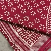 Maroon linen cotton saree with floral block print motifs
