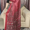 Traditional printed Maroon Modal Satin Silk Saree for women