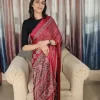 Elegant Maroon Modal Satin Silk Saree for festive occasions