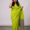 Pista Green Linen Saree (2) Pista green linen cotton saree elegant drape