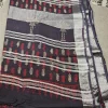 Crimson Bloom Handblock Linen Cotton Saree