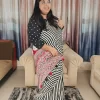 Contemporary striped saree in satin modal fabric