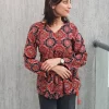 Rust Ajrakh Peplum Top for women