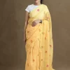 Sunshine Saree (1) Yellow gingham linen cotton saree