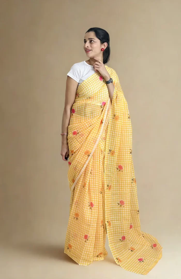 Sunshine Saree (2) Sunshine yellow floral saree
