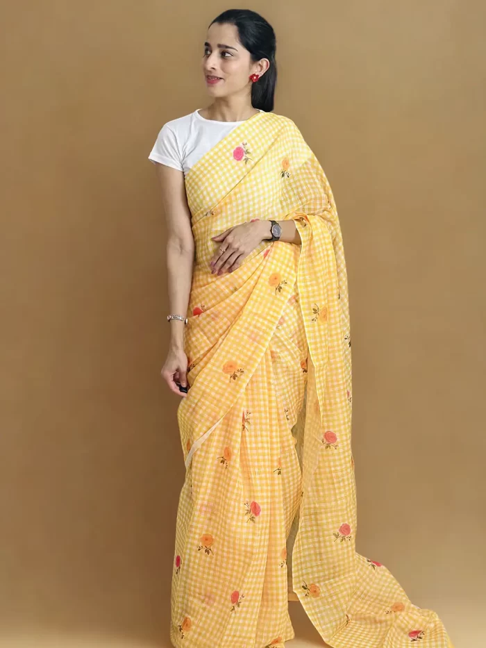 Sunshine Saree (4) Sunshine Bloom linen cotton saree
