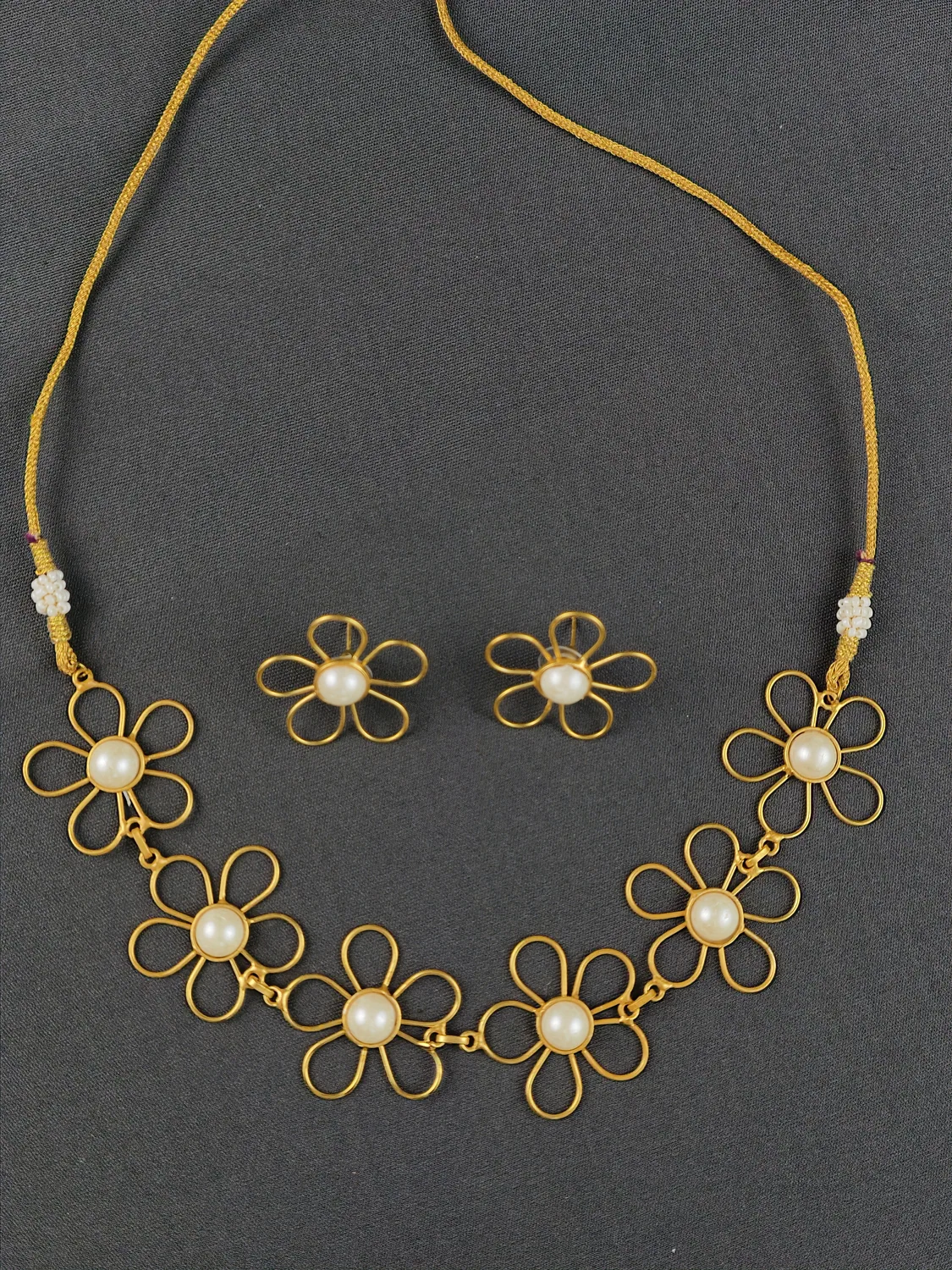 Bloom and Pearl Neck Piece Set from the Loom Route Jewellery collection