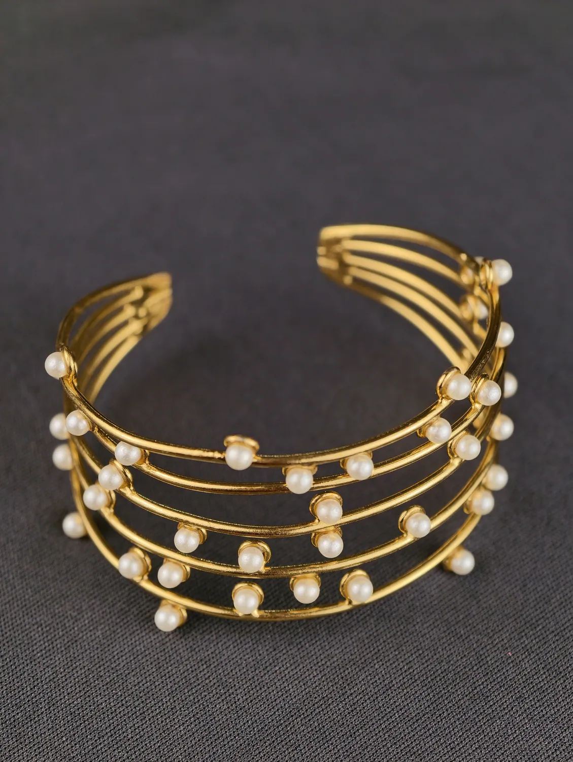 Galaxy Pearl Multistrand Hand Cuff statement bangle from Loom Route