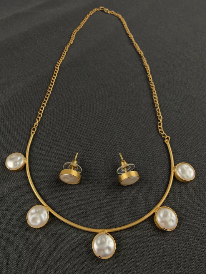 IMG_20260725_181518_result Pearl Arc Neck Piece Set arranged with matching stud earrings