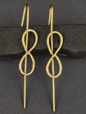 Infinity Loop Ear Cuffs with elongated textured gold-toned loops