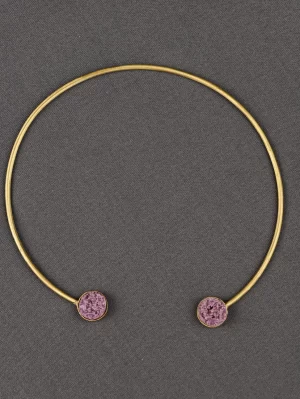 Lilac Orbital Neck Cuff with round lilac stone tips