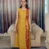 Mustard Yellow Zari Bordered Cotton Silk Coordset (2) Mustard Yellow Zari Bordered Co-Ord Set in a full-length front view