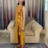 Mustard Yellow Zari Bordered Cotton Silk Coordset (6) Mustard Yellow Zari Bordered Co-Ord Set side view highlighting the red border