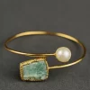 Alternate angle of the Oceanic Pearl and Stone Open Bangle